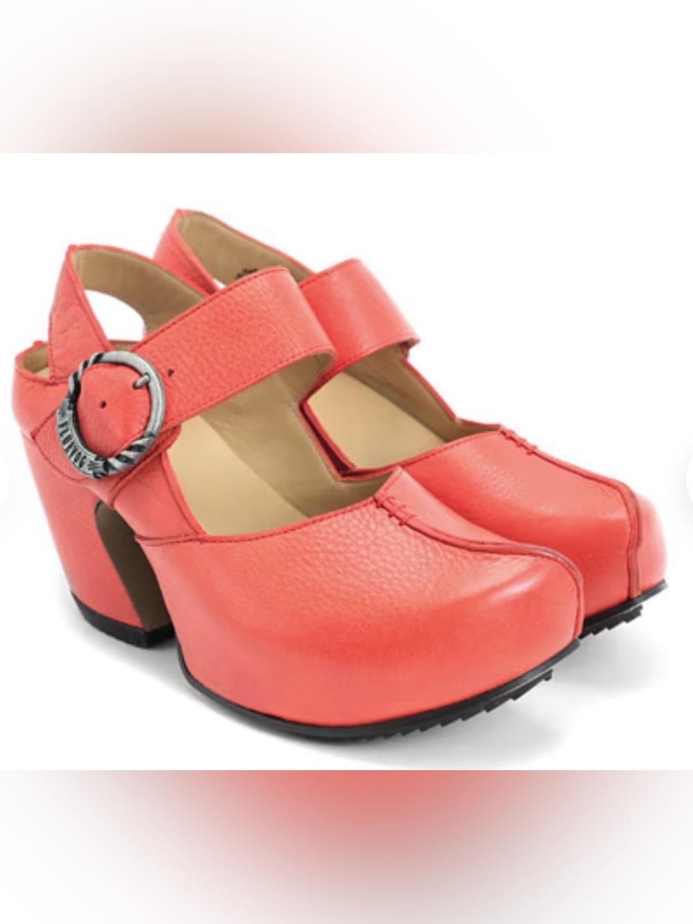 Fluevog EXCELLENT Prepare Guide tomato red leather platform MJ heel-6 (fits 5.5)
